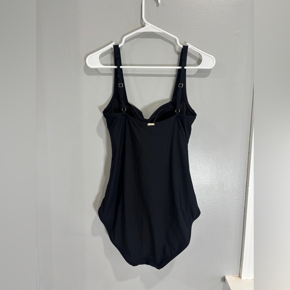 Calvin Klein Pleated Front One Piece Swimsuit Tummy Flattering Black 10 - Picture 8 of 8